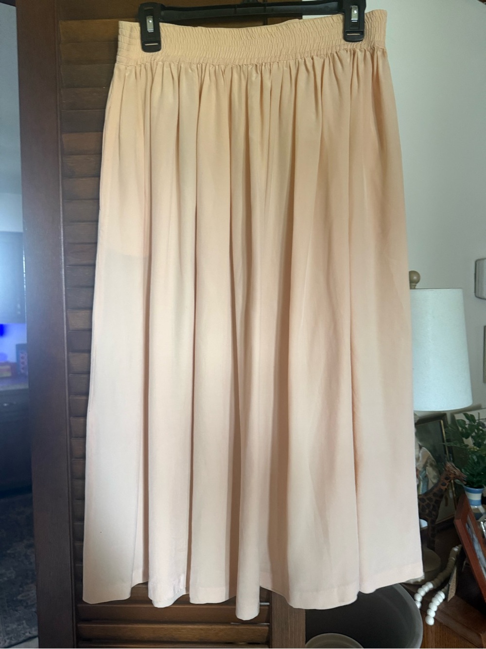 Vintage peach 100% silk skirt Patricia Magali 12 - Picture 3 of 4